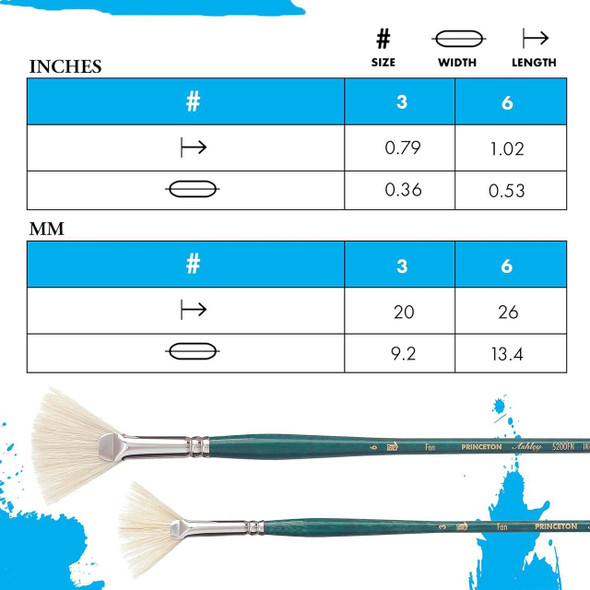 Princeton Artist Brush Company Princeton Brush Ashley Natural Bristle, Series 5200, Fan 3 
