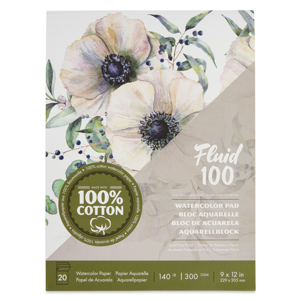 Fluid 100 Watercolor Paper Pad - 9"x12" - 20 Sheets, 140#