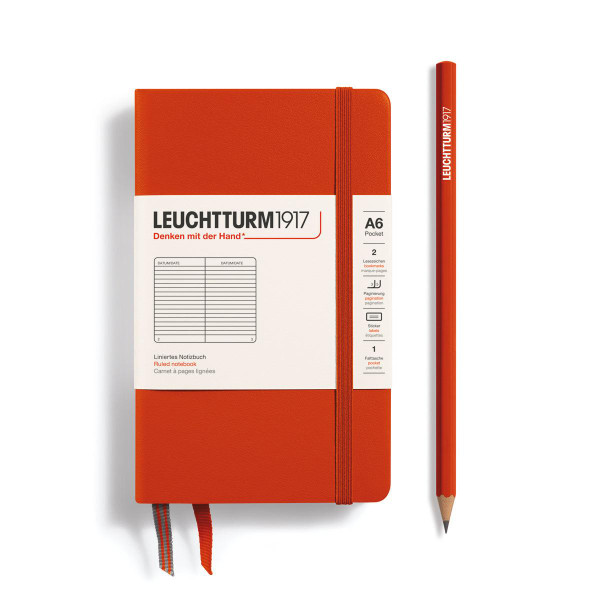 Leuchtturm 1917 Leuchtturm Hardcover Notebook, Fox Red, Pocket (A6), 187p, ruled
