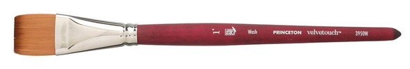 Princeton Artist Brush Company Princeton Brush Velvetouch, Series 3950, Short Handle Brushes, Wash 1" 