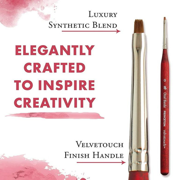 Princeton Artist Brush Company Princeton Brush Velvetouch, Series 3950, Short Handle Brushes, Mini Chisel Blender 0 