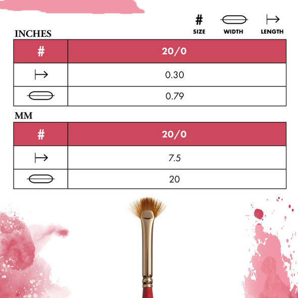 Princeton Artist Brush Company Princeton Brush Velvetouch, Series 3950, Short Handle Brushes, Mini Fan 20/0 