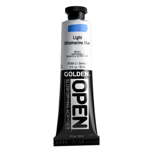 GOLDEN OPEN Slow-Drying Acrylic Paint, Light Ultramarine Blue, 2oz