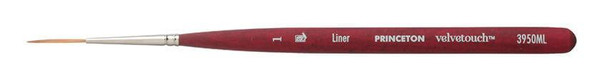 Princeton Artist Brush Company Princeton Brush Velvetouch, Series 3950, Short Handle Brushes, Mini Liner 1 