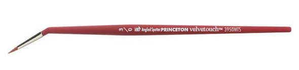 Princeton Artist Brush Company Princeton Brush Velvetouch, Series 3950, Short Handle Brushes, Mini Angled Spotter 3/0 
