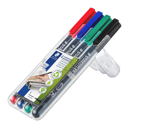 Staedtler Permanent Universal Pen 313 Set- Superfine, Red/Blue/Green/Black 