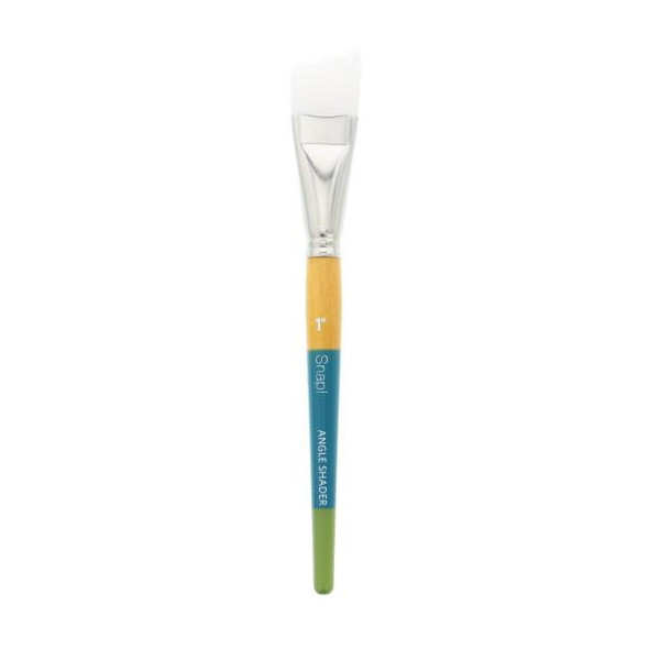 Princeton Brush Snap! Series 9850, Short Handle, White Taklon, Angle Shader 1"
