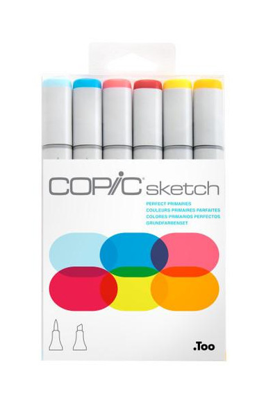 Copic Sketch Marker Set, 6-Colors, Perfect Primaries
