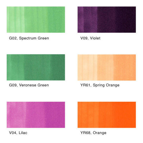 Copic Sketch Marker Set, 6-Colors, Secondary Tones