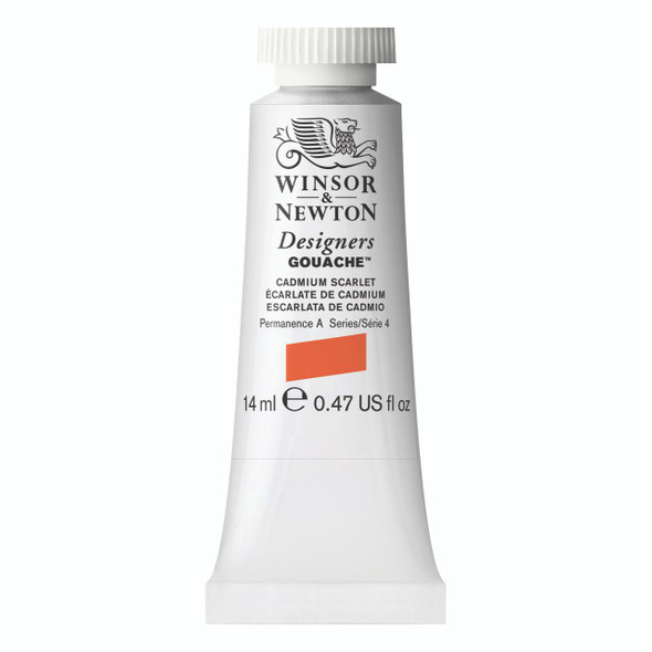  Winsor & Newton Designers Gouache, 14ml tube, Cadmium Scarlet 