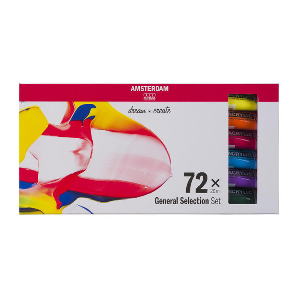 Royal Talens Amsterdam Standard Series Acrylic Paint Set, General Selection Set of 72 x 20mL 