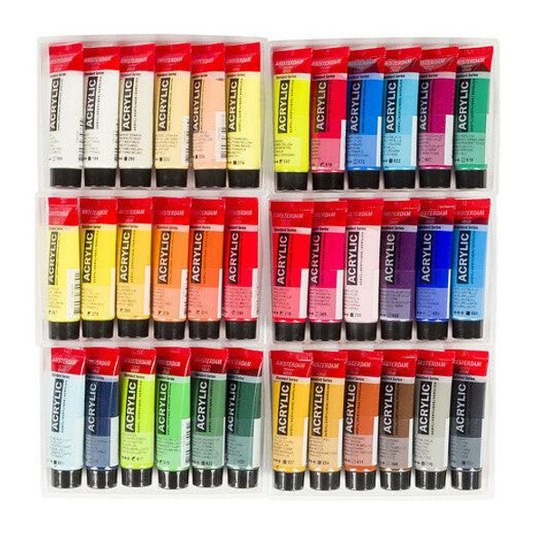 Royal Talens Amsterdam Standard Series Acrylic Paint Set, General Selection Set of 36 x 20mL 