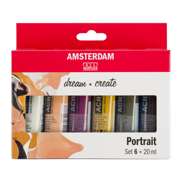 Royal Talens Amsterdam Standard Series Acrylic Paint Set, Portrait Colors, Set of 6 x 20mL 