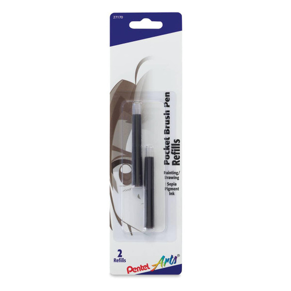  Pentel Pocket Brush Pen Refills - 2/Pkg. Sepia 
