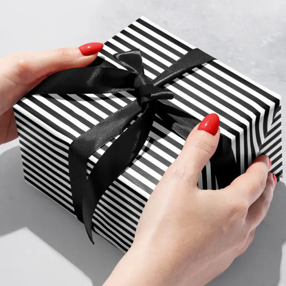 Jillson & Roberts Wrapping Paper Roll, Black & White Stripes