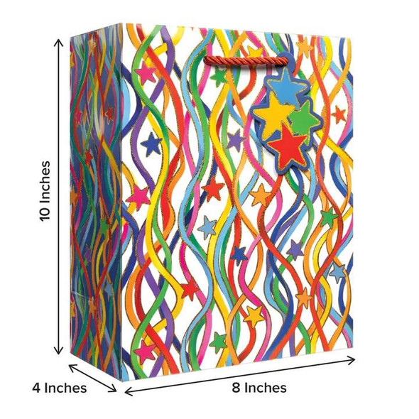  Jillson & Roberts Gift Bag, Medium, Celebration Streamers 