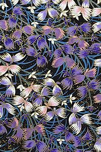 Aitoh Co Aitoh Japanese Decorative Paper, Yuzen - Black with Flowers, 19"x25.5" 