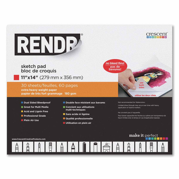 Crescent RENDR No Show Thru Drawing Pad, 11"x14" 