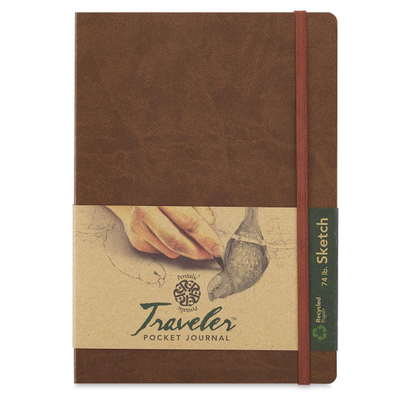  Pentalic Recycled Traveler Pocket Journal Sketchbook, 6"x8", Metallic Copper 
