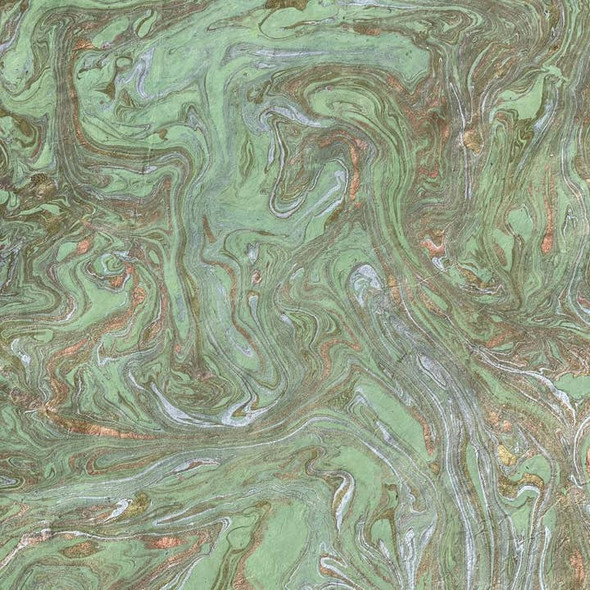 Giftsland Decorative Paper, Marble Paper Gold/Silver/Copper on Mint, 20"x30"