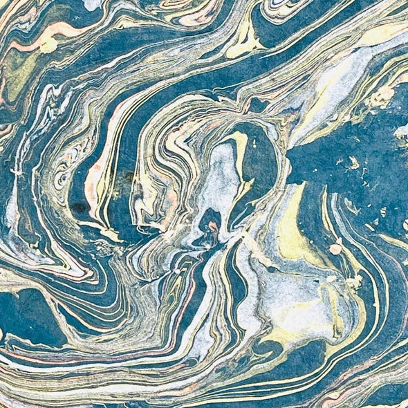 Giftsland Decorative Paper, Marble Paper Metallic on Dark Teal, 20"x30"