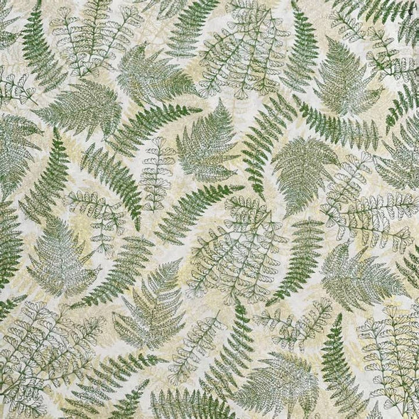 Giftsland Decorative Paper, Fern - Gold & Olive on Cream, 20"x30" 