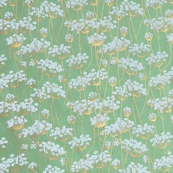  Giftsland Decorative Paper, Twigs - White & Gold on Mint, 20"x30" 