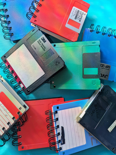  Attic Journals - Upcycled Floppy Disc Notepad, Assorted Covers, Blank, 75pg 