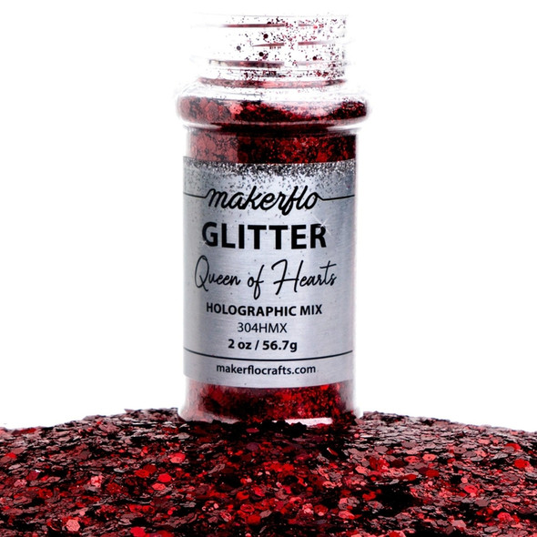 MakerFlo Glitter, 2oz., Chunky, Queen Hearts