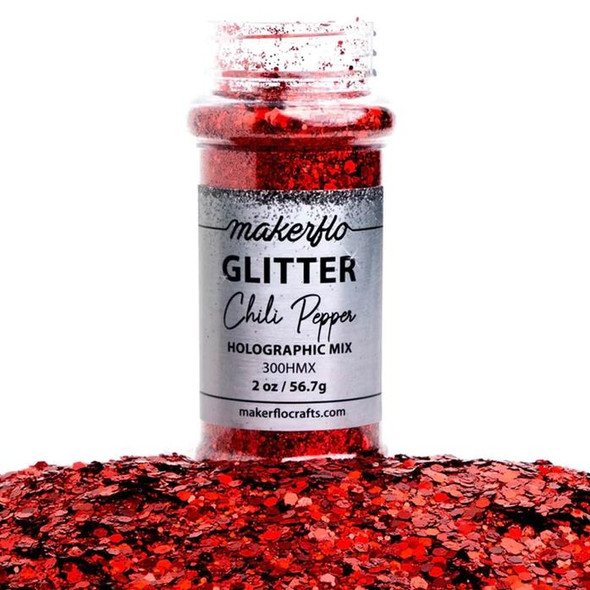  MakerFlo Glitter, 2oz., Chunky, Chili Pepper 