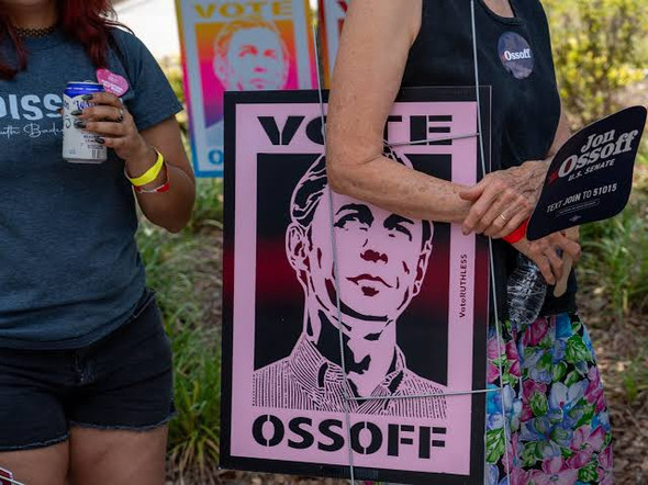 VOTE JON OSSOFF 2026 Yard Sign, 18"x24", Hand-Painted