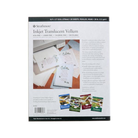 Strathmore Artist Papers, Inkjet Translucent Vellum Pad, 8.5" x 11", 20/sh