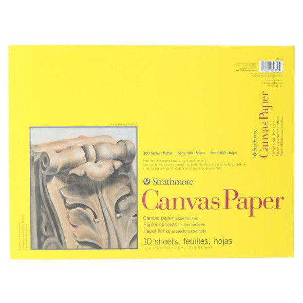 Strathmore Artist Papers, 300 Series Canvas Paper Pad, Textured Finish, 12" x 16"
