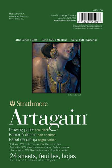 Strathmore Artist Papers, 400 Series Artagain Drawing Pad, Black Paper, 6" x 9"