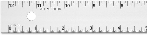 Alumicolor Straight Edge Aluminum Ruler with Center Finding Back, 24", Silver