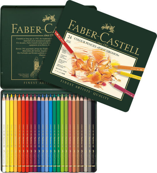 Faber-Castell Polychromos Colored Pencil Set , Metal Tin - 24ct