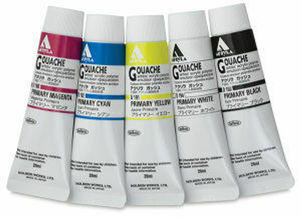 Holbein Acrylic Gouache Primary Mixing Colors Set of 5 - 20ml