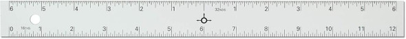 Alumicolor Straight Edge Aluminum Ruler with Center Finding Back, 12", Silver
