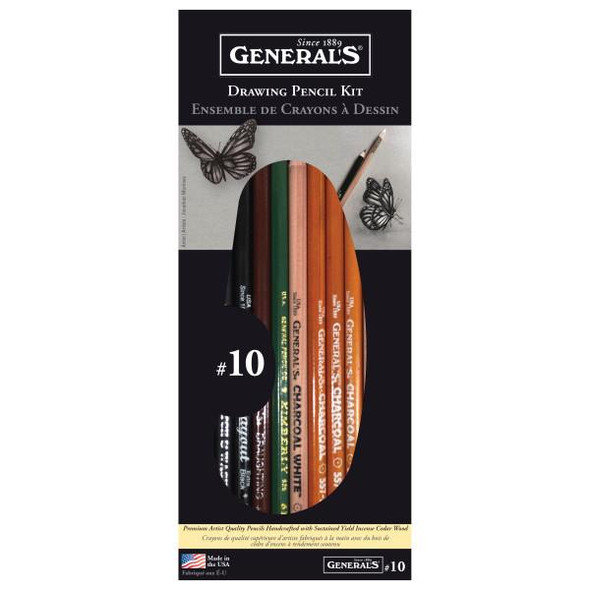 General Pencil Co., Inc. General Pencil Drawing Pencil Kit #10, Variety Set of 12 Pencils