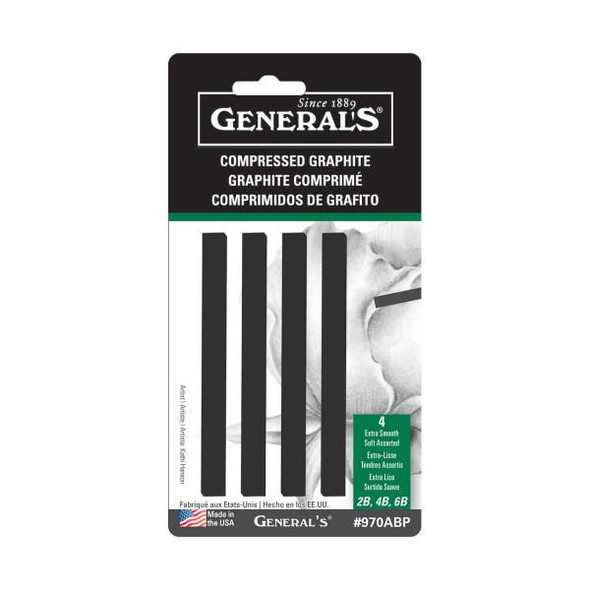 General Pencil Co., Inc. General Pencil Compressed Graphite Stick Set, 4/Pkg