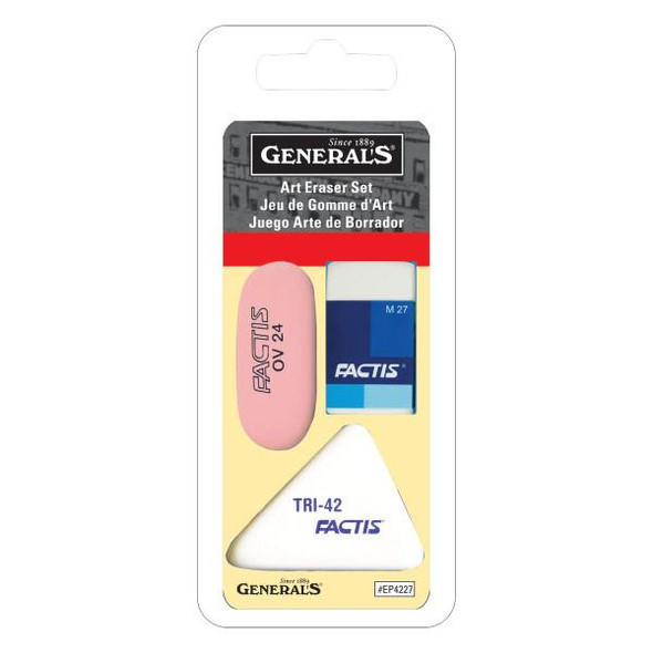 General Pencil Co., Inc. General Pencil Art Eraser Set 3-Eraser Factis Set General Pencil Co., Inc. General Pencil Art Eraser Set 3-Eraser Factis Set