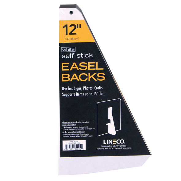  Lineco/University Products - Self-Stick Easel-Backs - White- 25 per Pack - 12" 