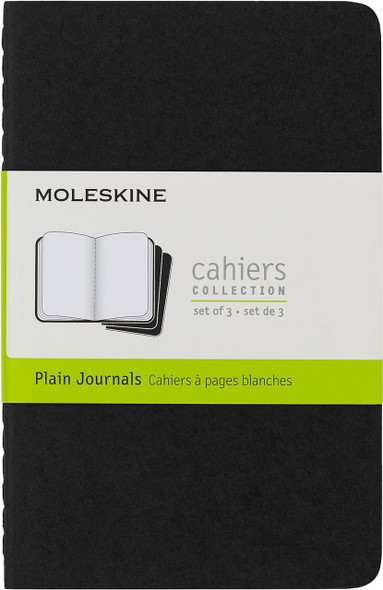  Moleskine Cahier Journals - Extra-Large - 7.5" x 10" - Plain - Black 