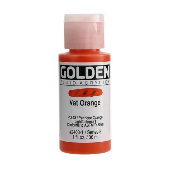 Golden Artist Colors Golden Fluid Acrylic, 1 oz., Vat Orange