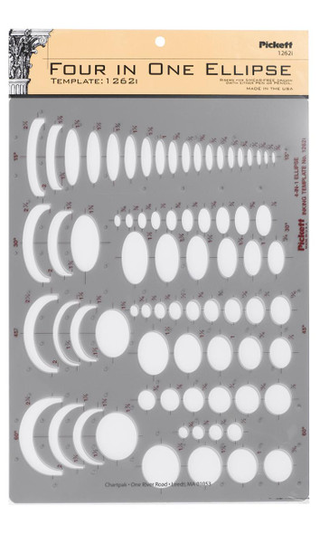 Modèle à Dessin Pickett - Master Template Ellipses 15, 30, 45, 60 Degrés - Pour Dessin Technique, Architecture - 6