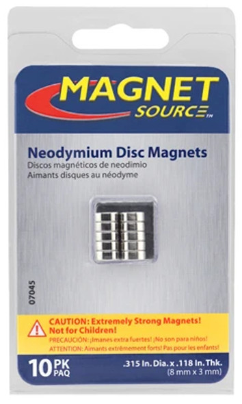 THE MAGNET SOURCE Magnet Source - Super Neodymium Disc Magnets - .315 dia x .118 thk, 10/Pkg