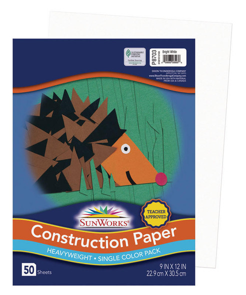 Superior Seamless Backdrop Pacon - SunWorks Construction Paper - 9 x 12 - Bright White