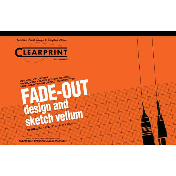  Clearprint 1000HP-8, Fade-Out Design & Sketch Vellum Pad, Gridded (8x8), 11" x 17", 50sh 