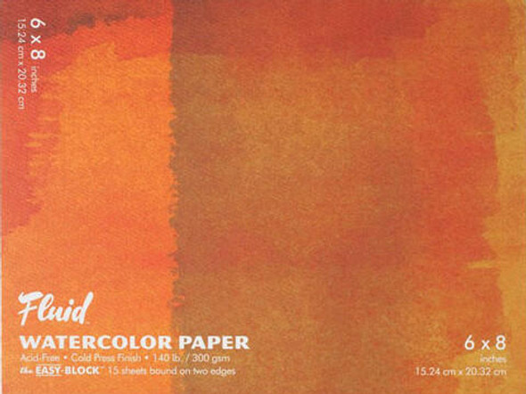 Global Art Materials Fluid Watercolor Paper Block - Cold-Press - 6 x 8 - 15 Shts