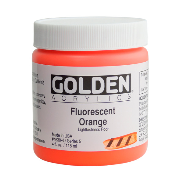 Golden Heavy Body Acrylic, 4oz. Jar, Fluorescent Orange
